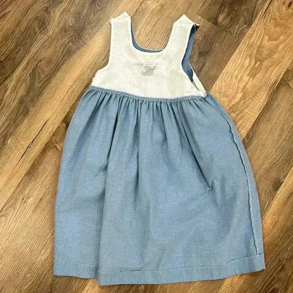 Vintage Kelly’s Kids Light Wash Denim Style Jean Dress with Lamb Size 5 Girls - Picture 7 of 9